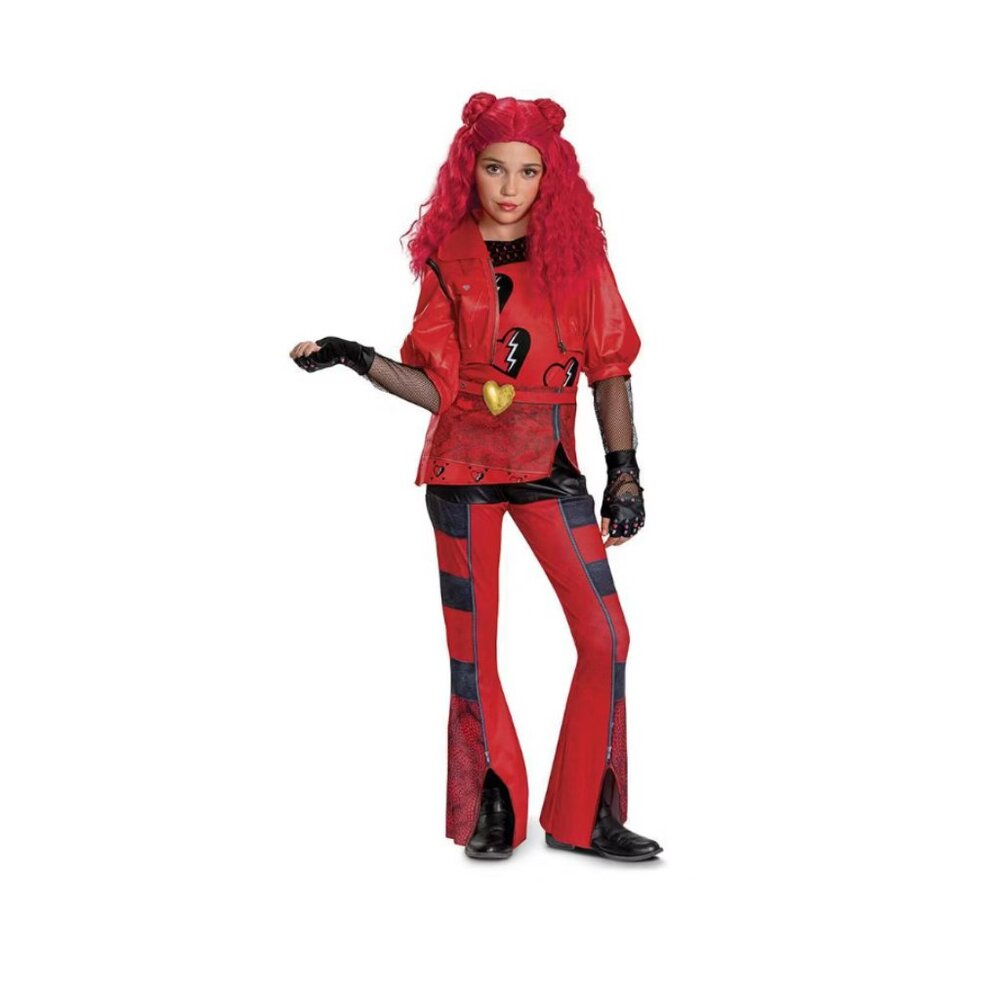 Descendants RED Halloween Costume 7/8 Jacket Pants Gloves Disney Kids Girls